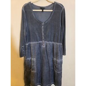 Soma Intimates Mineral Wash Velour Cargo Pocket Dress Gray XL Loungewear